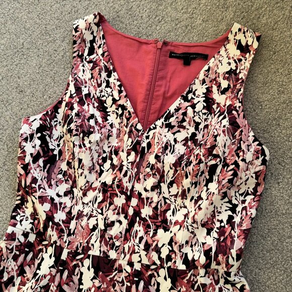 / White House Black Market Black Floral Printed High Low Party Dress US 10 - Picture 4 of 11